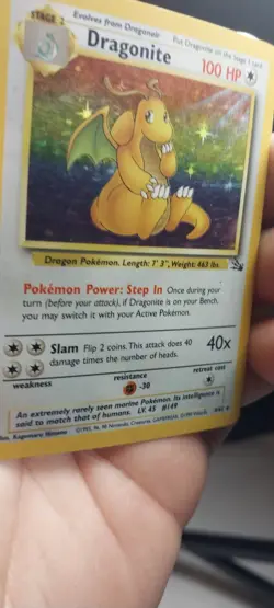1999 Pokemon Fossil Dragonite Hollow 4/62 Vintage WOTC EX/LP See Photos! - Image 3
