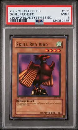 2002 YU-GI-OH! LOB-LEGEND OF BLUE EYES WHITE DRAGON 1ST ED SKULL RED BIRD PSA 9 - Image 1
