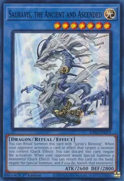 Yugioh Sauravis, the Ancient and Ascended Super Rare RA02-EN019 - Image 1
