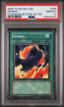 2002 YU-GI-OH! LOB-LEGEND OF BLUE EYES WHITE DRAGON 1ST ED #055 SPARKS PSA 10 - Image 1