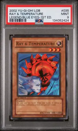 2002 YU-GI-OH! LOB-LEGEND OF BLUE EYES WHITE DRAGON #035 RAY & TEMPERATURE PSA 9 - Image 1