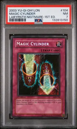 2003 YU-GI-OH! LON-LABYRINTH OF NIGHTMARE 1ST ED #104 MAGIC CYLINDER PSA 7 - Image 1