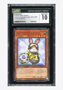 Yu-Gi-Oh CGC 10 GEM Rescue Rabbit Normal Parallel Rare 2025 EFC1-JP001 Japanese - Image 1