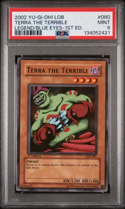 2002 YU-GI-OH! LOB-LEGEND OF BLUE EYES WHITE DRAGON TERRA THE TERRIBLE PSA 9 - Image 1