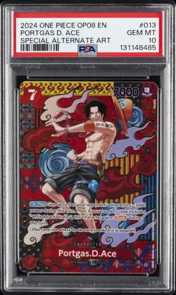 2024 ONE PIECE OP08-TWO LEGENDS SPECIAL ALTERNATE ART #013 PORTGAS D. ACE PSA 10 - Image 1