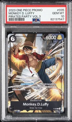 2023 ONE PIECE PROMOS PIRATES PARTY VOL.3 #035 MONKEY D. LUFFY PSA 10 - Image 1