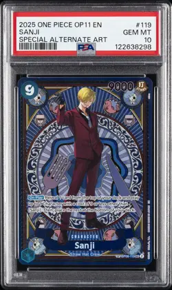2025 ONE PIECE OP11-A FIST OF DIVINE SPEED SPECIAL ALTERNATE ART SANJI PSA 10 - Image 1