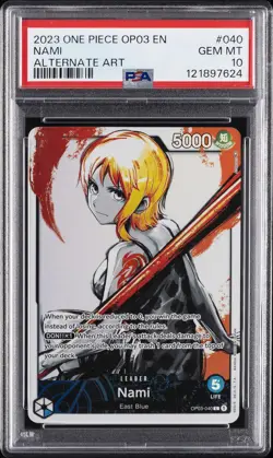 2023 ONE PIECE OP03-PILLARS OF STRENGTH ALTERNATE ART #040 NAMI PSA 10 - Image 1