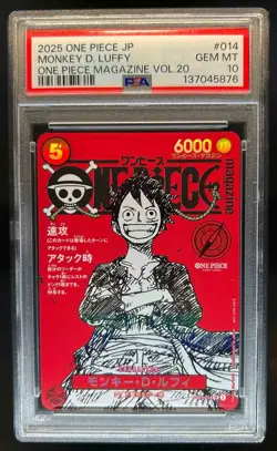 2025 One Piece Japanese Monkey D. Luffy Magazine Volume 20 #014 PSA 10 Gem Mint - Image 1