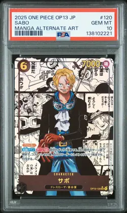 2025 ONE PIECE JPN OP13-CARRYING ON HIS WILL MANGA ALTERNATE ART SABO PSA 10 - Image 1