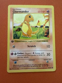 Pokemon TCG Charmander Shadowless 1st Edition, Base Set, Card 46/102 - Image 1