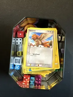 100+ Pokemon Card Lot W/ Salamence Tin, Coins, Dice - Image 2