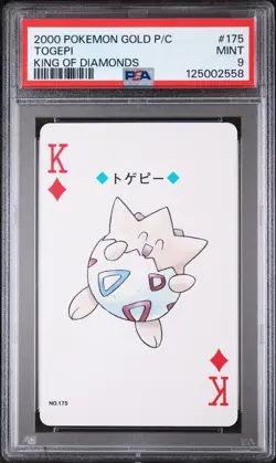 2000 POKEMON GOLD VERSION PLAYING CARDS KING OF DIAMONDS #175 TOGEPI PSA 9 - Image 1