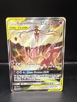 Pokemon TCG Espeon & Deoxys GX SM240 Black Star Promo Holo Card - Image 1