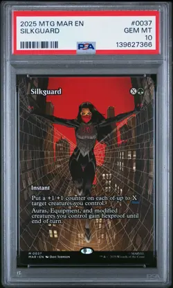 2025 MTG MARVEL'S SPIDER-MAN: SOURCE MATERIAL #0037 SILKGUARD PSA 10 - Image 1