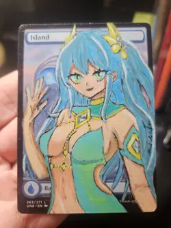 Hand Painted MTG Alter Full Art Island - Waifu Anime Fan Art By MTGhoarder - Image 1
