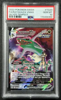 RAYQUAZA VMAX FA PSA 10 2022 POKEMON SWSH SILVER TEMPEST #TG20/TG30 FA HOLO 8369 - Image 1
