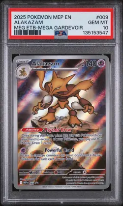 2025 POKEMON MEP EN-ME BLACK STAR PROMO #009 ALAKAZAM PSA 10 - Image 1