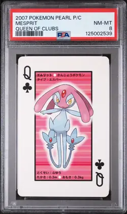 2007 POKEMON PEARL VERSION PLAYING CARDS QUEEN OF CLUBS MESPRIT PSA 8 - Image 1