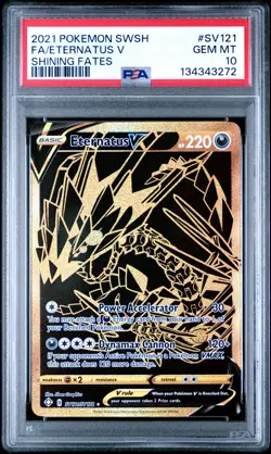 2021 POKEMON SWORD & SHIELD SHINING FATES #SV121 FULL ART/ETERNATUS V PSA 10 - Image 1