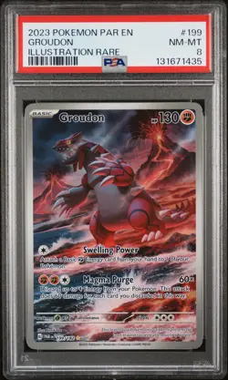 2023 POKEMON PAR EN-PARADOX RIFT ILLUSTRATION RARE #199 GROUDON PSA 8 - Image 1