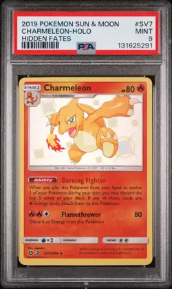 2019 POKEMON SUN & MOON HIDDEN FATES #SV7 CHARMELEON-HOLO PSA 9 - Image 1