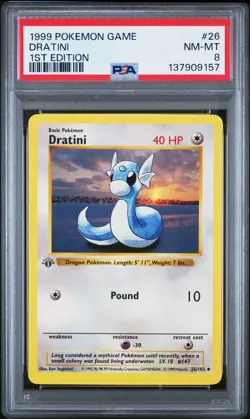 1999 POKEMON GAME #26 DRATINI 1ST EDITION (PSA 8) - Image 1