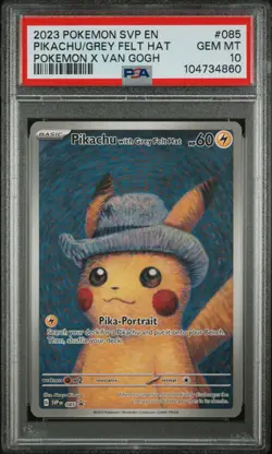 2023 POKEMON SVP EN-SV BLACK STAR PROMO #085 PIKACHU WITH GREY FELT HAT PSA 10 - Image 1