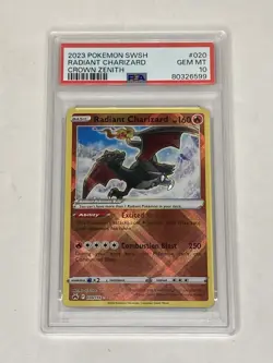 2023 Pokemon SWSH Crown Zenith Radiant Charizard 020/159 Gem Mint PSA 10 Shiny - Image 1