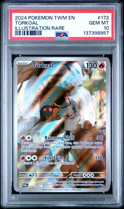 2024 POKEMON TWM EN-TWILIGHT MASQUERADE ILLUSTRATION RARE #172 TORKOAL PSA 10 - Image 1