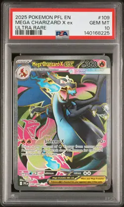 2025 POKEMON PFL EN-PHANTASMAL FLAMES ULTRA RARE #109 MEGA CHARIZARD X EX PSA 10 - Image 1