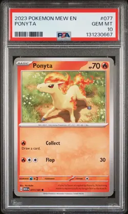 PSA GEM MT 10 - 2023 POKEMON MEW EN-151 077 PONYTA | POP 2 - Image 1