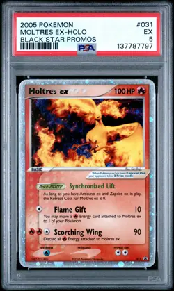 2005 POKEMON BLACK STAR PROMOS #031 MOLTRES EX-HOLO PSA 5 - Image 1