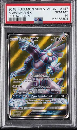2018 POKEMON SUN & MOON ULTRA PRISM #147 FULL ART/PALKIA GX PSA 10 - Image 1