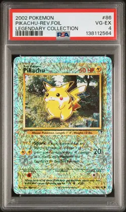2002 POKEMON LEGENDARY COLLECTION #86 PIKACHU-REVERSE FOIL PSA 4 - Image 1