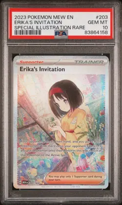 2023 Pokemon 151 Erika’s Invitation PSA 10 GEM MINT #203 Mew Ultra Rare - Image 1