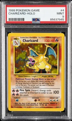 1999 POKEMON GAME #4 CHARIZARD-HOLO PSA 9 - Image 1