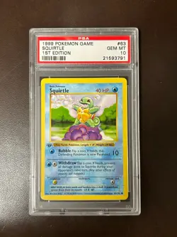 1999 Pokemon Base Set 1st Edition Shadowless Squirtle 63/102 - PSA 10 GEM MINT - Image 1