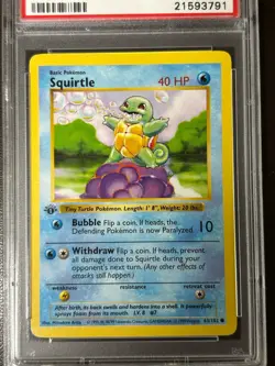 1999 Pokemon Base Set 1st Edition Shadowless Squirtle 63/102 - PSA 10 GEM MINT - Image 3