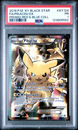 2016 POKEMON XY BLACK STAR PROMO RED & BLUE COLLECTION FULL ART/PIKACHU EX PSA 1 - Image 1