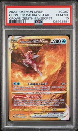 2023 POKEMON SWORD AND SHIELD CROWN ZENITH FA/ORIGIN FORME PALKIA VSTAR PSA 10 - Image 1