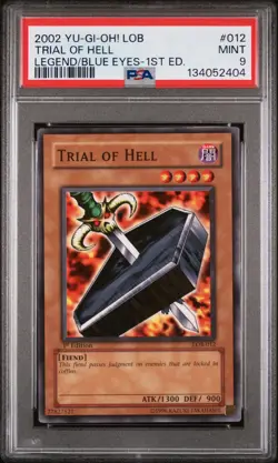 2002 YU-GI-OH! LOB-LEGEND OF BLUE EYES WHITE DRAGON 1ST ED TRIAL OF HELL PSA 9 - Image 1