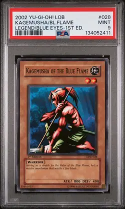 2002 YU-GI-OH! LOB-LEGEND OF BLUE EYES 1ST ED KAGEMUSHA OF THE BLUE FLAME PSA 9 - Image 1