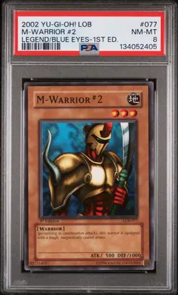 2002 YU-GI-OH! LOB-LEGEND OF BLUE EYES WHITE DRAGON 1ST ED M-WARRIOR #2 PSA 8 - Image 1