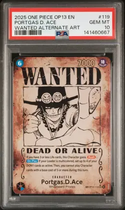 2025 ONE PIECE OP13-CARRYING ON HIS WILL #119 PORTGAS D. ACE PSA 10 - Image 1
