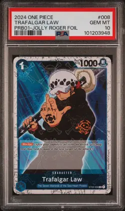 2024 ONE PIECE PRB01-JOLLY ROGER FOIL TRAFALGAR LAW PSA 10 - Image 1