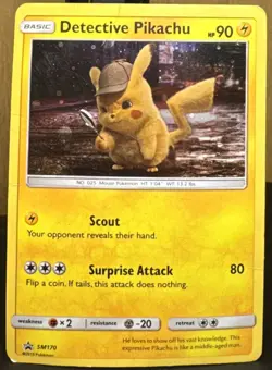 Pokemon Pokemon TCG Detective Pikachu SM170 Sm Holo Black Star Promo Card SWIRL - Image 1