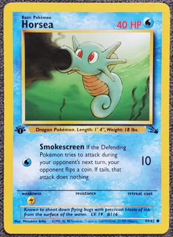 1st Edition Horsea - Fossil - #49/62 - Vintage Pokemon Card 1999 WOTC - Image 1