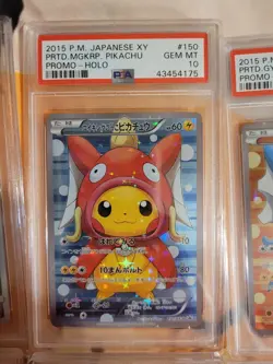 POKEMON PIKACHU PONCHO CHARIZARD MARIO LUIGI RAYQUAZA COMPLETE SET 9 Card PSA 10 - Image 3