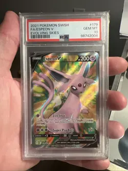 Espeon V PSA 10 English Pokemon Card 179 Evolving Skies 2021 Full Art SWSH - Image 1